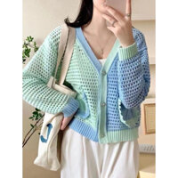 ÁO KHOÁC LEN LƯỚI PHỐI MÀU