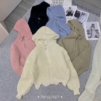 Áo khoác len lưới tà chéo siêu dễ thương