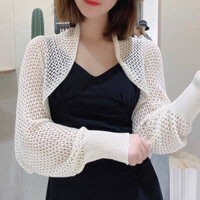 Áo khoác len mỏng , áo khoác cardigan dáng ngắn len lưới màu đen màu trắng hàng QCCC loại 1 mềm mịn không xù không ngứa
