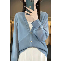 Áo khoác len mỏng, áo khoác nhẹ, áo khoác cardigan, áo khoác len mongtoghi mỏng cổ tim cúc ngọc