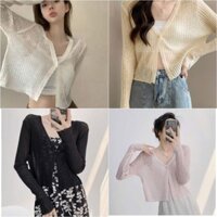 Áo khoác len mỏng cadigan dáng ngắn., mix đồ siêu xinh . Ảnh thật