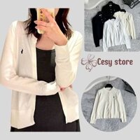 Áo khoác len mỏng cardigan Cesy, Áo khoác dài tay thêu hình ngựa chất liệu len lông thỏ 985