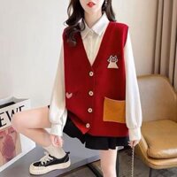 Áo khoác len nữ -  Áo gile nút kiểu dáng Hàn Quốc - LyLy Shop