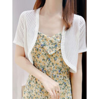 Áo khoác len nữ, áo khoác len lửng mặc đầm tay ngắn mẫu mới