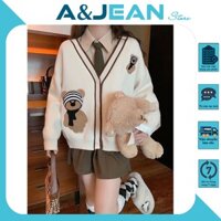 Áo khoác len nữ form rộng, cardigan gấu tay dài hàng nhập QC | A&JEAN STORE