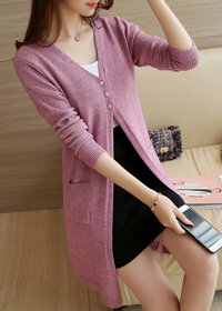 Áo khoác len nữ mẫu mới freesize ak33 - tím