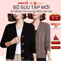 Áo khoác len nữ trung niên cardigan dệt kim mềm mịn co giãn. ms750