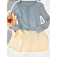 ÁO KHOÁC LEN NÚT NGỌC TAY DÀI XANH DƯƠNG KIỂU DÁNG NĂNG ĐỘNG, CÁ TÍNH PHONG CÁCH HÀN QUỐC DÀNH CHO NỮ