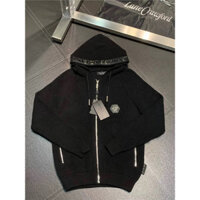 Áo khoác len philipp phối da mũ logo qc