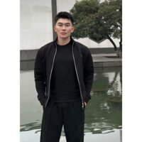 Áo khoác len Prada Đen trơn logo tag tam giác ngực LA VTN