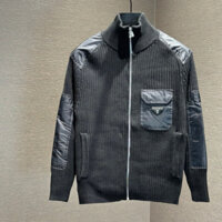 Áo khoác len Prada Đen túi ngực gió phối tay vai LA VTN