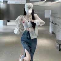 Áo khoác len thêu trái tim ☘️☘️☘️NY alohastore1