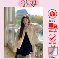 Áo khoác lông 2 lớp có đệm vai mềm mịn tiểu thư sang chảnh