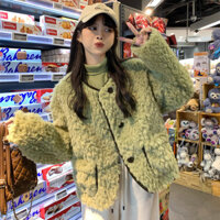 Áo Khoác Lông Áo Bông Dài Tay Rộng Rãi Một Hàng Cúc Cao Cấp Kiểu Pháp Mẫu Mới Mùa Đông Cho Nữ