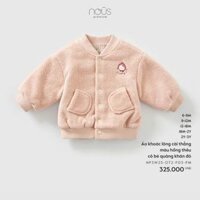 Áo khoác lông cài thẳng màu hồng thêu cô bé quàng khăn đỏ Nous Noel