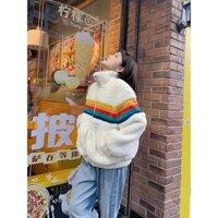 Áo khoác lông cầu vồng phong cách Hàn Quốc, chất lông 2 mặt may 2 lớp xịn xò dày dặn ấm áp.HL22