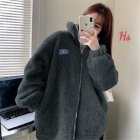 Áo khoác lông cừu 2 mặt thêu CHIPI ngực cổ trụ siêu ấm áp mùa đông không lạnh