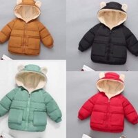 Áo khoác lông cừu, áo phao trẻ em, áo khoác lót lông cừu bên trong giữ ấm cho bé trai, bé gái từ 8-32kg