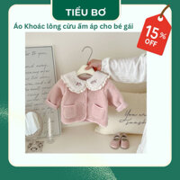 Áo Khoác Lông Cừu Cho Bé Gái Cổ Bèo Hoa Nhí - Áo Giữ Ấm Mùa Đông Dễ Thương