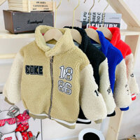 Áo khoác lông cừu cho bé số 18,86. Tay bo chất vải dày dặn- Áo khoác lông cừu Shop Sam Ú thiết kế mới xuất Hàn