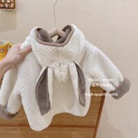 Áo Khoác Lông Cừu Có Nón Tai Thỏ xinh đẹp phong thái korea trang điểm trờ đông Cho Bé Trai Và Gái AMBB KIDS