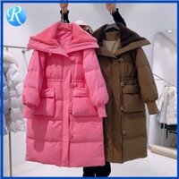 Áo Khoác Lông Cừu Dáng Dài Màu Trơn Thời Trang Thu Đông Cho Nữ