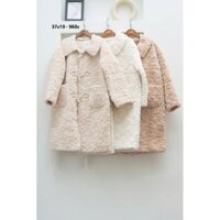 Áo khoác lông cừu dáng dài siêu dày phối khuy sừng