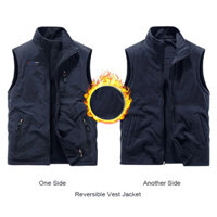 Áo khoác lông cừu nam Áo khoác ngoài trời Nhiều túi Áo khoác giữ nhiệt không tay có thể đảo ngược Kích thước M-6XL