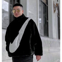 Áo khoác lông cừu nam nữ phối màu dấu phẩy siêu nổi bật cổ trụ lông 2 mặt siêu ấm áp cho mùa đông không lạnh