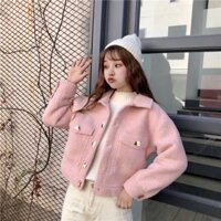 áo khoác lông cừu nữ dáng ngắn cho nữ