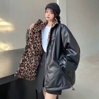 Áo Khoác Lông Da Beo + Da Mặc Cả Hai Mặt Unisex (Kèm Ảnh Thật)