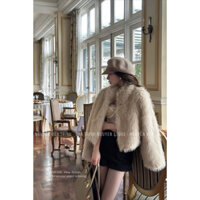 Áo khoác lông khoá kéo sang chảnh QCCC, áo khoác lông sang xịn