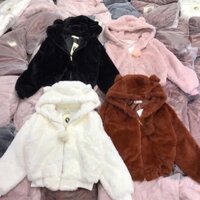 Áo khoác lông quả bông tai thỏ hàn quốc siêu xinh, áo lông mùa đông ấm đẹp