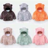 Áo khoác lông tai gấu siêu ấm cho bé