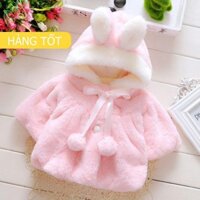 ÁO KHOÁC LÔNG TAI THỎ CAO CẤP CHO BÉ GÁI, HÀNG LOẠI 1