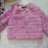 áo khoác lông thỏ màu hồng tím bán trên shoppee live