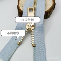 Áo khoác lông vũ hai chiều có khóa kéo kim loại đồng số 5, áo khoác dài hai đầu, khóa kéo đồng vàng, phụ kiện áo khoác cotton
