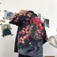 Áo khoác lông vũ Hanfu cải tiến phong cách Harajuku Vintage, áo khoác kimono Nhật Bản rộng rãi, áo khoác Yukata mùa hè unisex cho sinh viên, thương hiệu thời trang