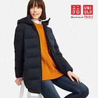 Áo khoác lông vũ nữ Uniqlo dáng dài có mũ