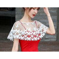 Áo khoác lửng, áo choàng vai mặc với đầm, với áo dây V1 C014 - BƯỚM TRẮNG