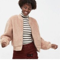 Áo Khoác Lửng Lông Cừu Uniqlo Màu Cam Nhẹ