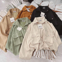 Áo khoác lửng Nữ cánh dơi chất vải bố nhung cao cấp túi hộp sành điệu kèm dây rút lai 777TPcroptop545 545