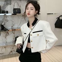 Áo Khoác Lửng Tay Dài Cổ Đứng Dáng Rộng Thời Trang Mùa Thu Cao Cấp Cho Nữ