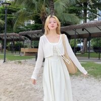 Áo khoác lưới cardigan thắt nơ xixeoshop Jacket Nữ Women Top V470