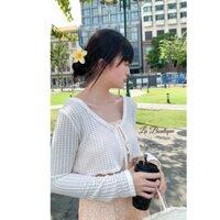 Áo khoác lưới croptop cardigan La Rosie Outfits co giãn form rộng phong cách Hàn Quốc