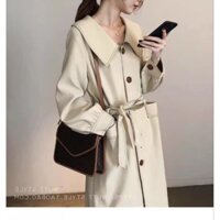 Áo khoác măng tô cổ sen dáng suông màu xanh bơ (2hand)