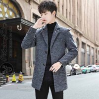 Áo khoác măng tô dạ nam ghi (ATD-449)