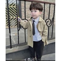 Áo khoác măng tô kaki dáng dài cho bé trai, bé gái size 12-35kg ( hàng 2 lớp)
