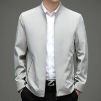 Áo khoác măng tô nam cổ đứng dáng ngắn khóa kéo chất vải kaki đẹp NMT34 - Xám - XL