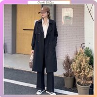 Áo khoác măng tô nữ, áo khoác đen 2 kiểu dáng phong cách Hàn Quốc 2021